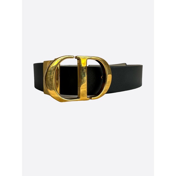 Dior Black & White Reversible Gold Buckle Belt - Picture 1 of 7